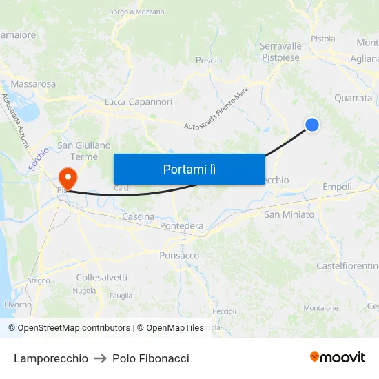 Lamporecchio to Polo Fibonacci map