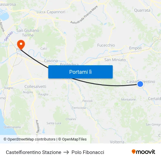 Castelfiorentino Stazione to Polo Fibonacci map