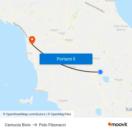 Camucia Bivio to Polo Fibonacci map