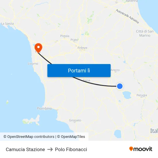 Camucia Stazione to Polo Fibonacci map