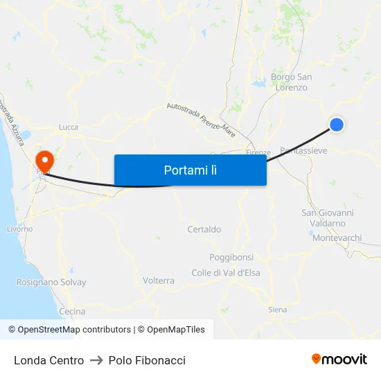Londa Centro to Polo Fibonacci map
