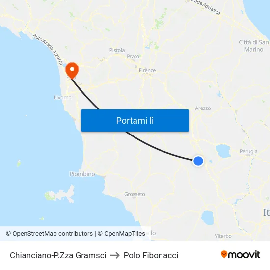 Chianciano-P.Zza Gramsci to Polo Fibonacci map