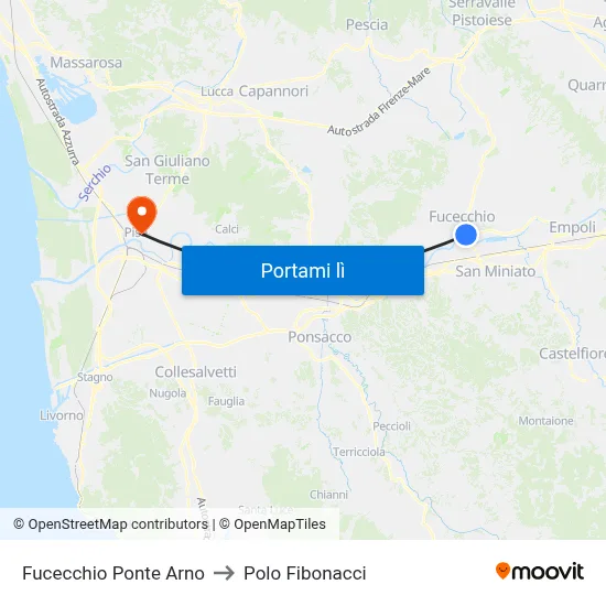 Fucecchio Ponte Arno to Polo Fibonacci map