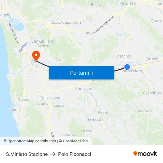 S.Miniato Stazione to Polo Fibonacci map