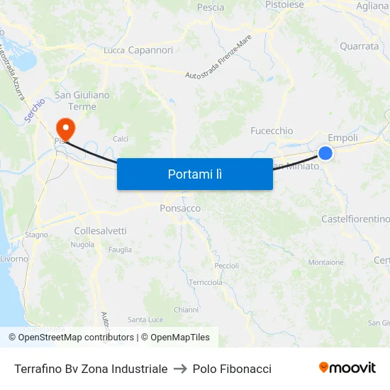 Terrafino Bv Zona Industriale to Polo Fibonacci map