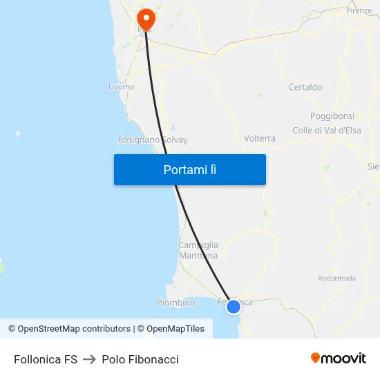 Follonica FS to Polo Fibonacci map