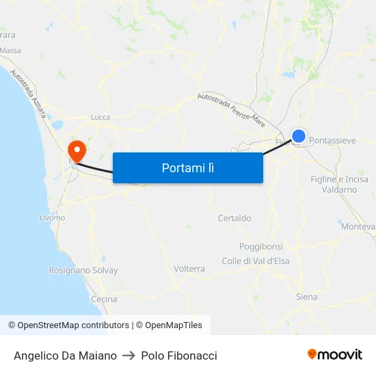 Angelico Da Maiano to Polo Fibonacci map