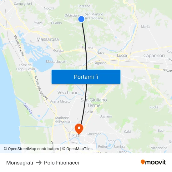 Monsagrati to Polo Fibonacci map