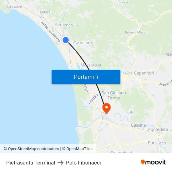 Pietrasanta Terminal to Polo Fibonacci map