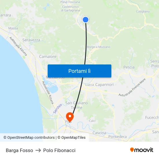 Barga Fosso to Polo Fibonacci map