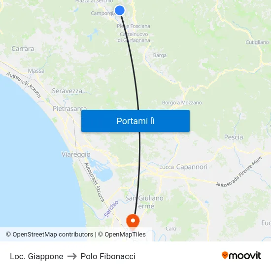 Loc. Giappone to Polo Fibonacci map
