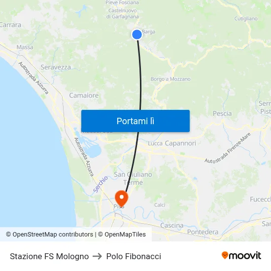 Stazione FS Mologno to Polo Fibonacci map