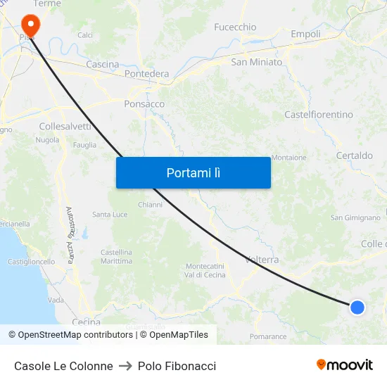 Casole Le Colonne to Polo Fibonacci map