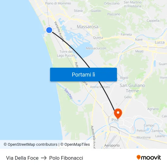 Via Della Foce to Polo Fibonacci map