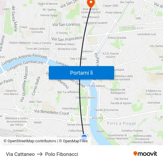 Via Cattaneo to Polo Fibonacci map