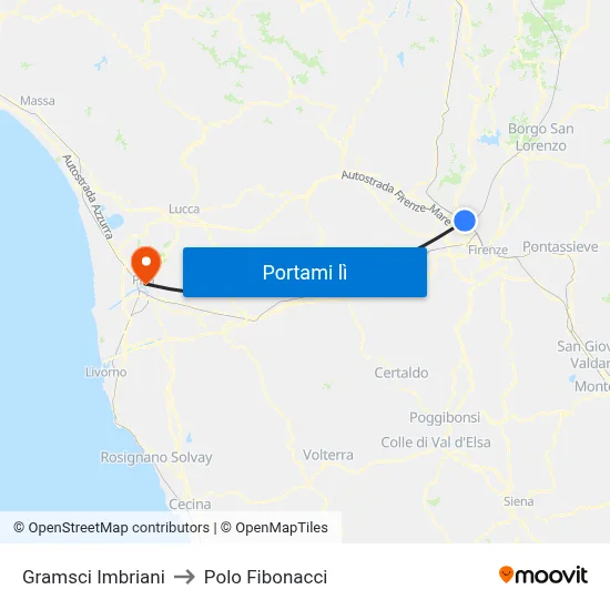 Gramsci Imbriani to Polo Fibonacci map