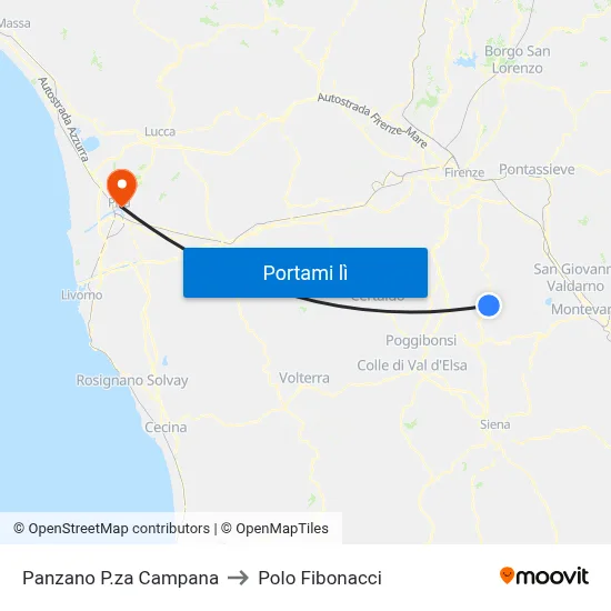 Panzano P.za Campana to Polo Fibonacci map