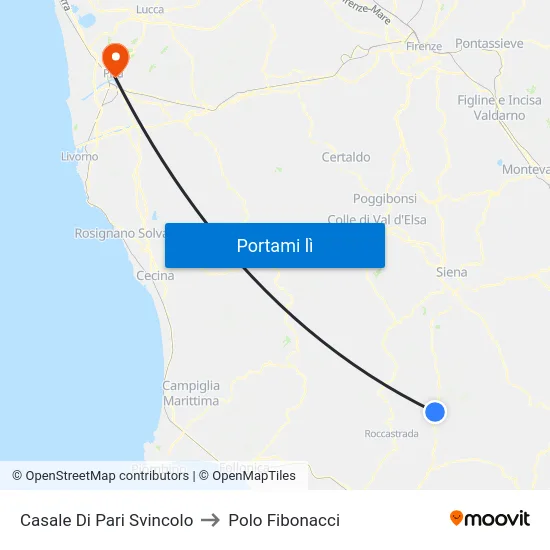 Casale Di Pari Svincolo to Polo Fibonacci map