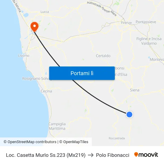 Loc. Casetta Murlo Ss.223 (Mx219) to Polo Fibonacci map