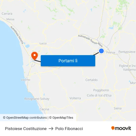 Pistoiese Costituzione to Polo Fibonacci map