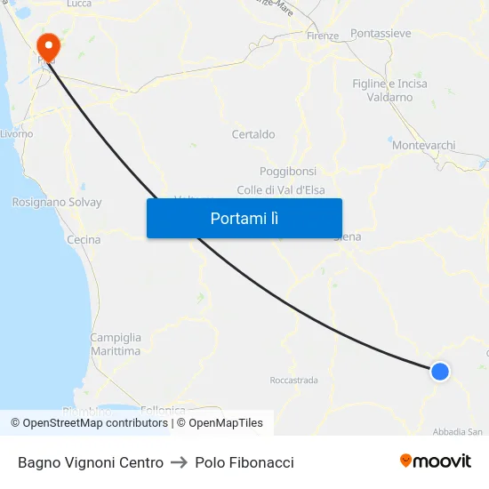 Bagno Vignoni Centro to Polo Fibonacci map