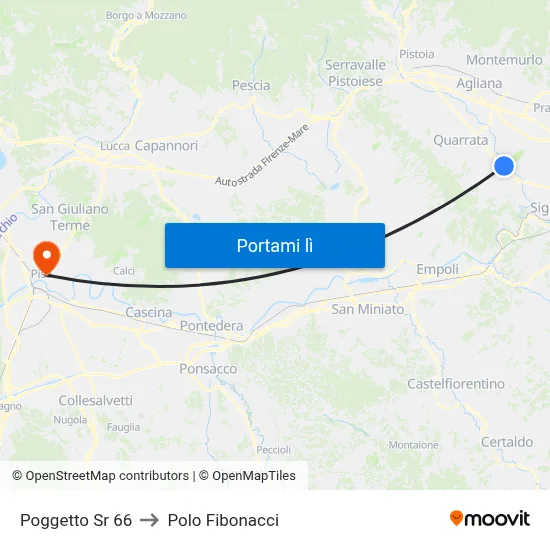 Poggetto Sr 66 to Polo Fibonacci map