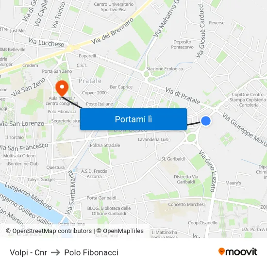 Volpi - Cnr to Polo Fibonacci map