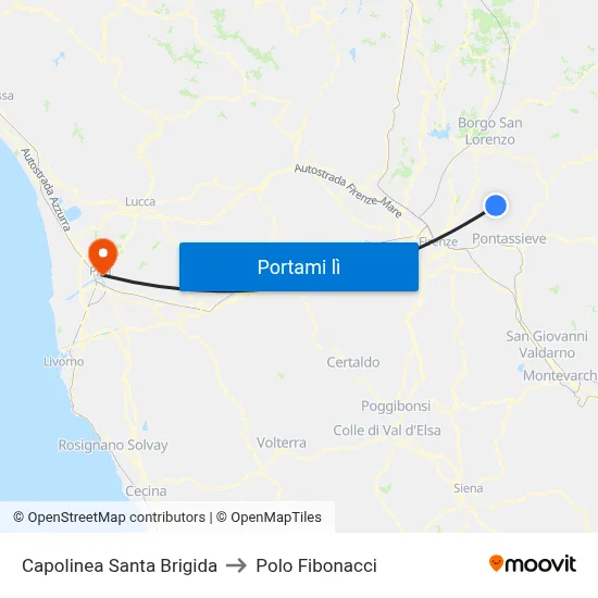 Capolinea Santa Brigida to Polo Fibonacci map