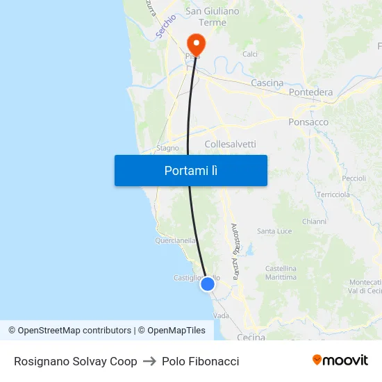 Rosignano Solvay Coop to Polo Fibonacci map