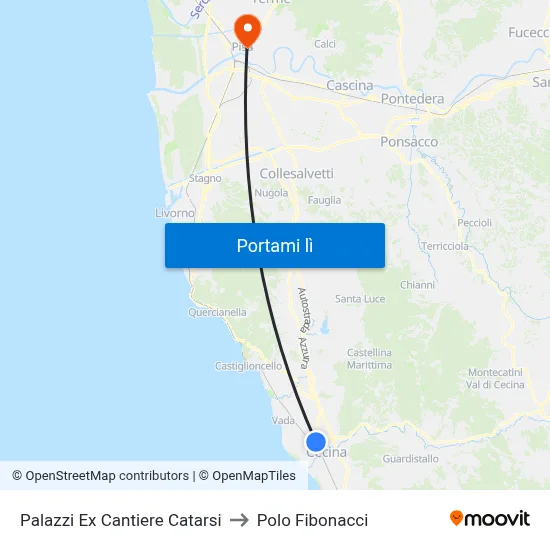 Palazzi Ex Cantiere Catarsi to Polo Fibonacci map