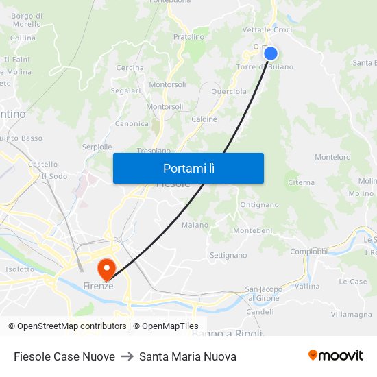 Fiesole Case Nuove to Santa Maria Nuova map