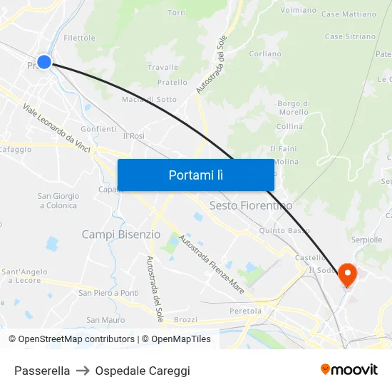Passerella to Ospedale Careggi map