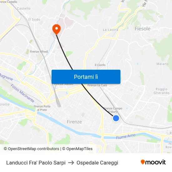 Landucci Fra' Paolo Sarpi to Ospedale Careggi map