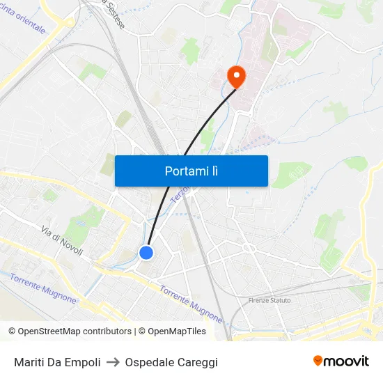 Mariti Da Empoli to Ospedale Careggi map