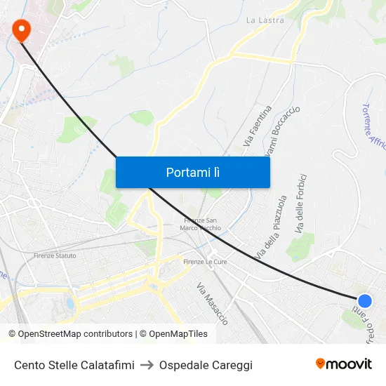 Cento Stelle Calatafimi to Ospedale Careggi map