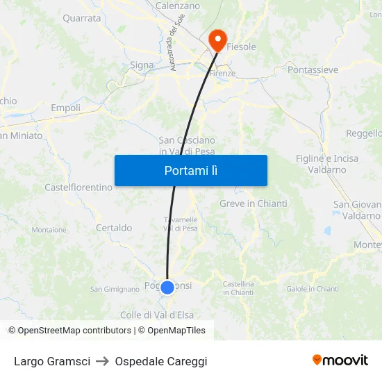 Largo Gramsci to Ospedale Careggi map