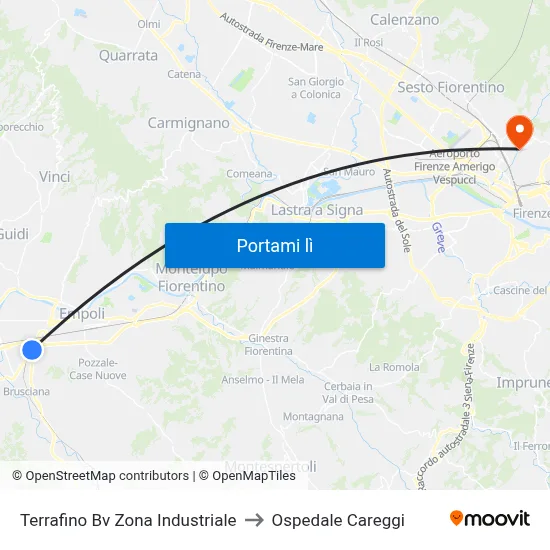 Terrafino Bv Zona Industriale to Ospedale Careggi map