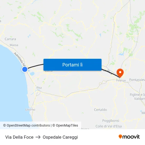 Via Della Foce to Ospedale Careggi map