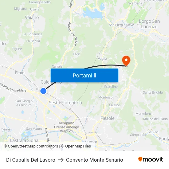 Di Capalle Del Lavoro to Convento Monte Senario map