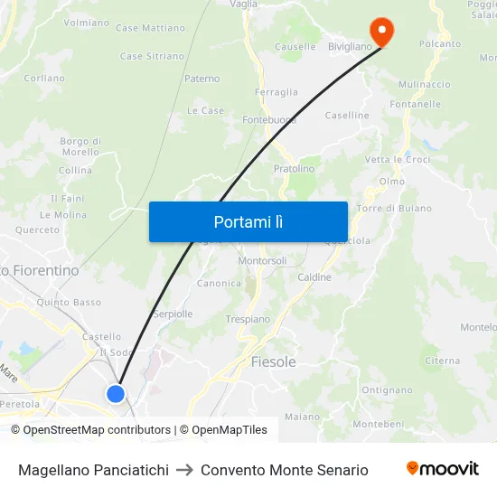 Magellano Panciatichi to Convento Monte Senario map