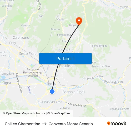 Galileo Giramontino to Convento Monte Senario map