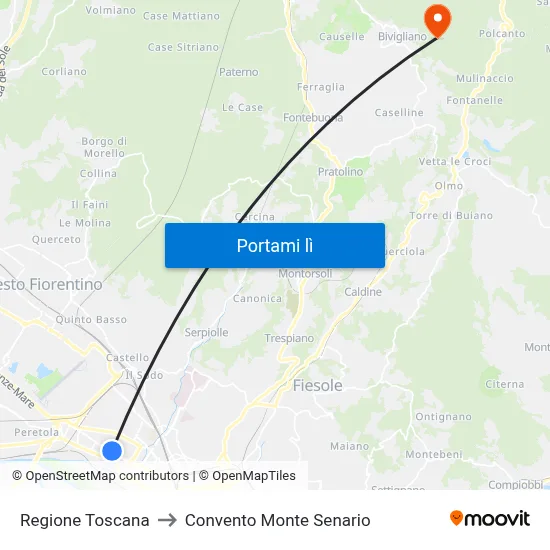 Regione Toscana to Convento Monte Senario map