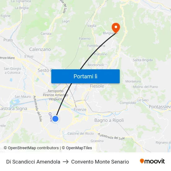 Di Scandicci Amendola to Convento Monte Senario map