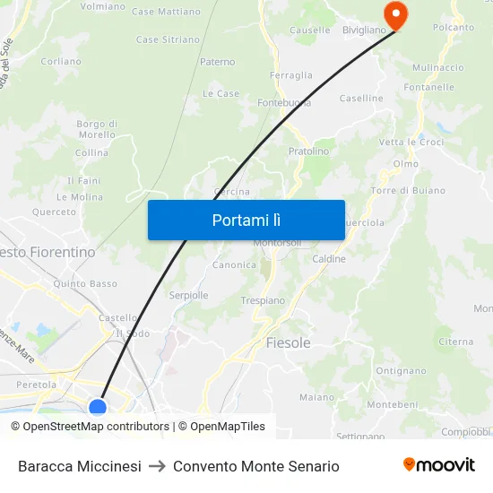 Baracca Miccinesi to Convento Monte Senario map