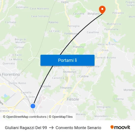 Giuliani Ragazzi Del 99 to Convento Monte Senario map