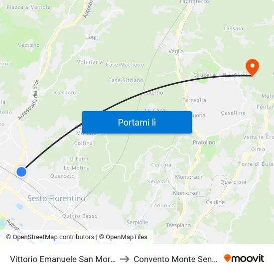 Vittorio Emanuele San Morese to Convento Monte Senario map