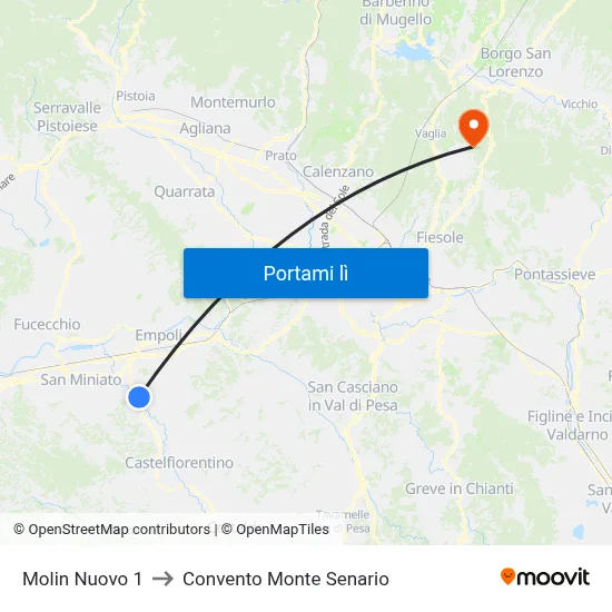 Molin Nuovo 1 to Convento Monte Senario map