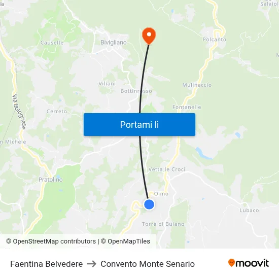 Faentina Belvedere to Convento Monte Senario map