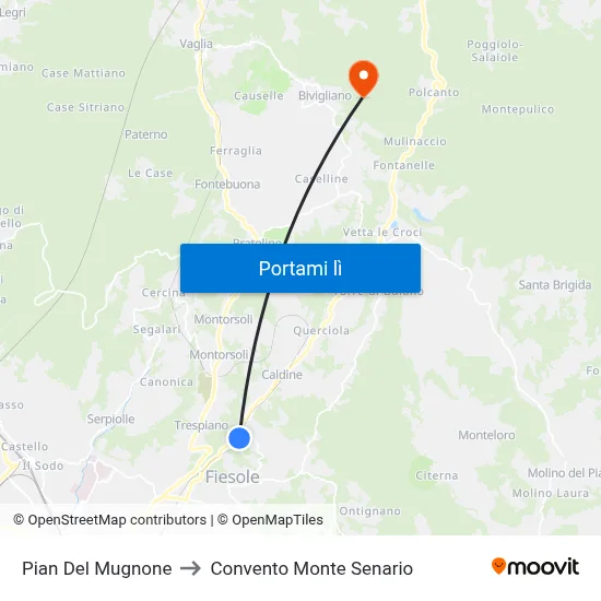 Pian Del Mugnone to Convento Monte Senario map