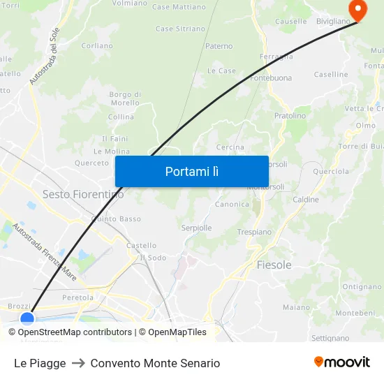 Le Piagge to Convento Monte Senario map